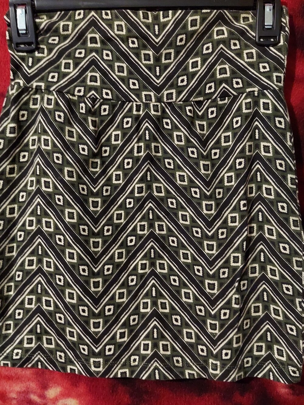 Charlotte Russe Geometric Patterned Green Skirt